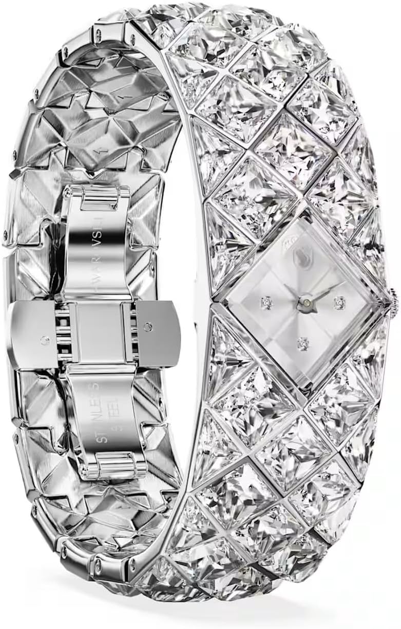 Swarovski Reloj Curiosa Bangle 572 Pulsera de Cristal, Tono Plateado, Acero Inoxidable