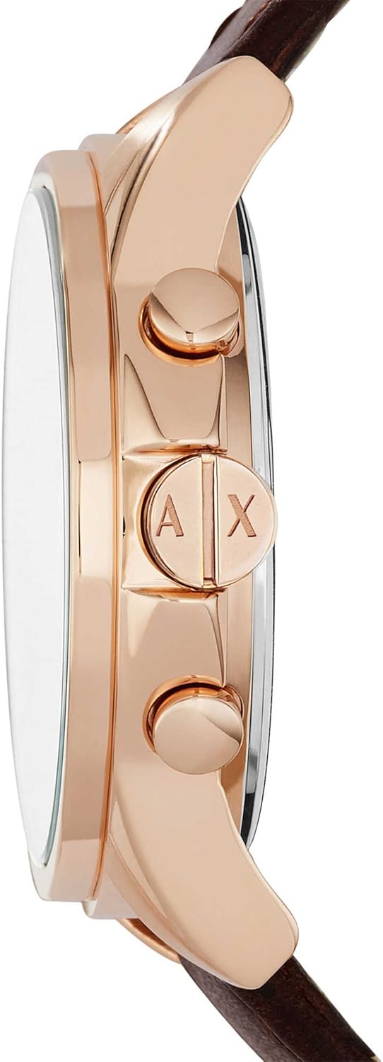 Armani Exchange Reloj Hombre, Movimiento Cronógrafo Cuarzo, 45mm Caja de acero inoxidable plateado con correa de piel, AX2501