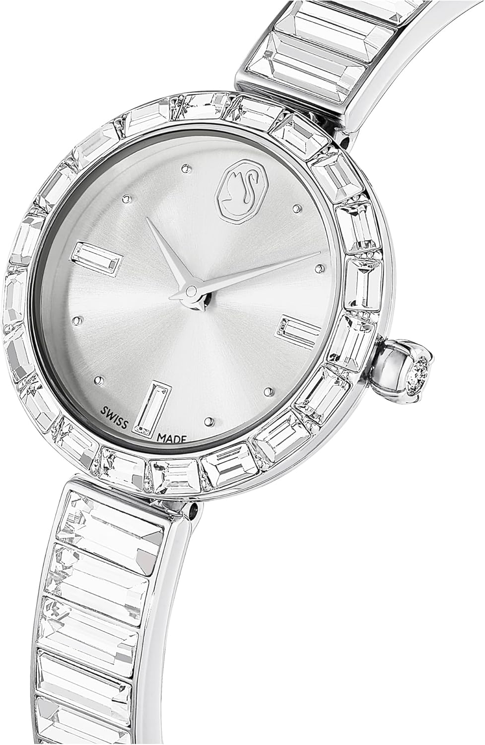 Swarovski Matrix - Reloj de pulsera con pulsera hecho en Suiza, pulsera de vidrio, gris, acabado en tono oro rosa, Gris, Gris, Armband
