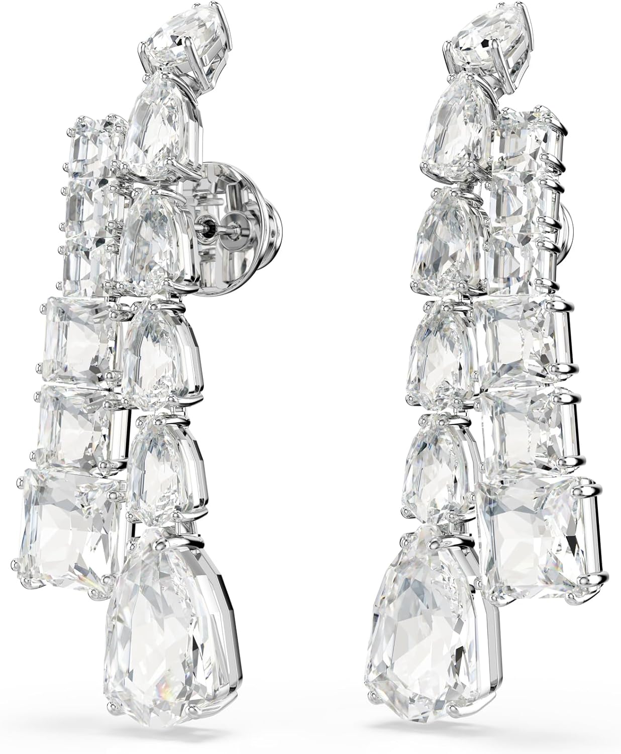 Swarovski Pendientes Matrix, Tallas mixtas, Blancos, Baño de rodio