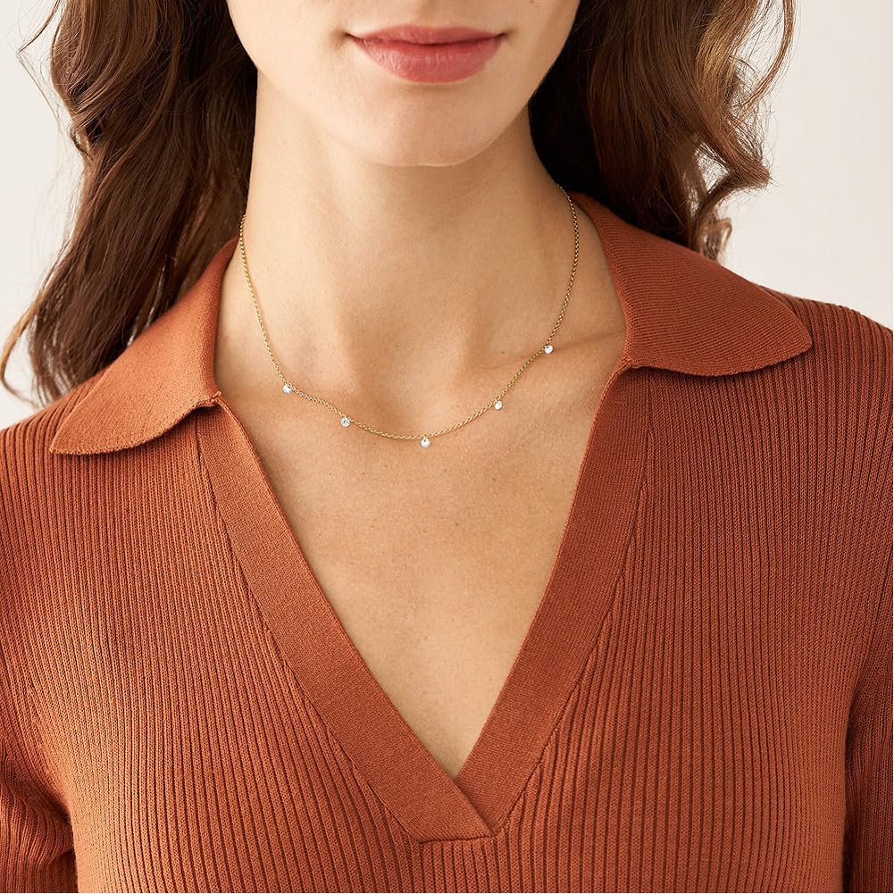 Fossil Collar de mujer de latón con cierre de langosta