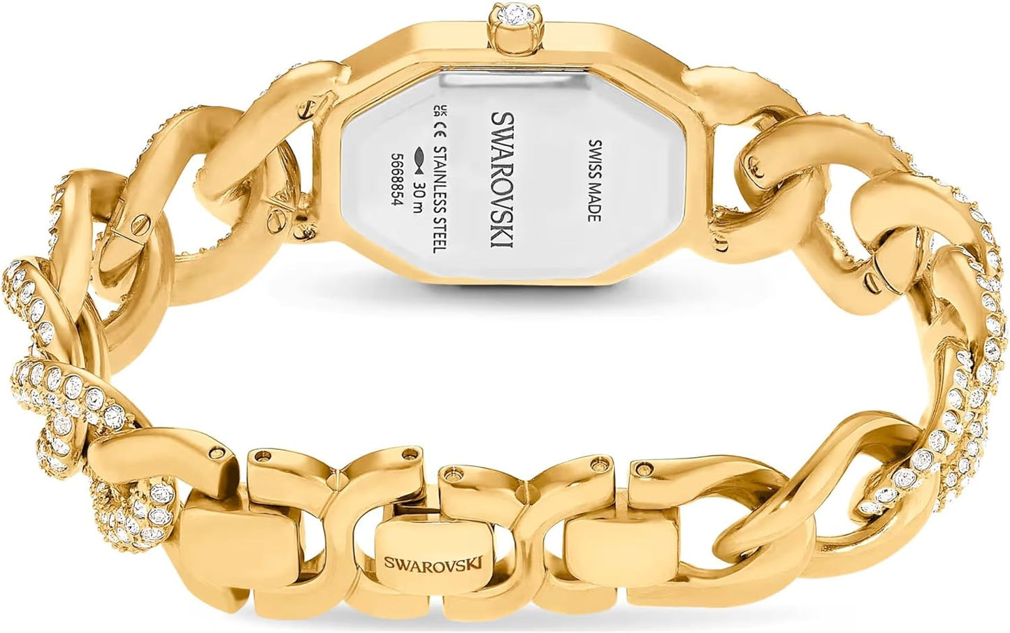 Swarovski Dextera Reloj de cadena hecho en Suiza, pulsera de cristal, tono dorado, acabado dorado 5668854, dorado, dorado, Lujoso