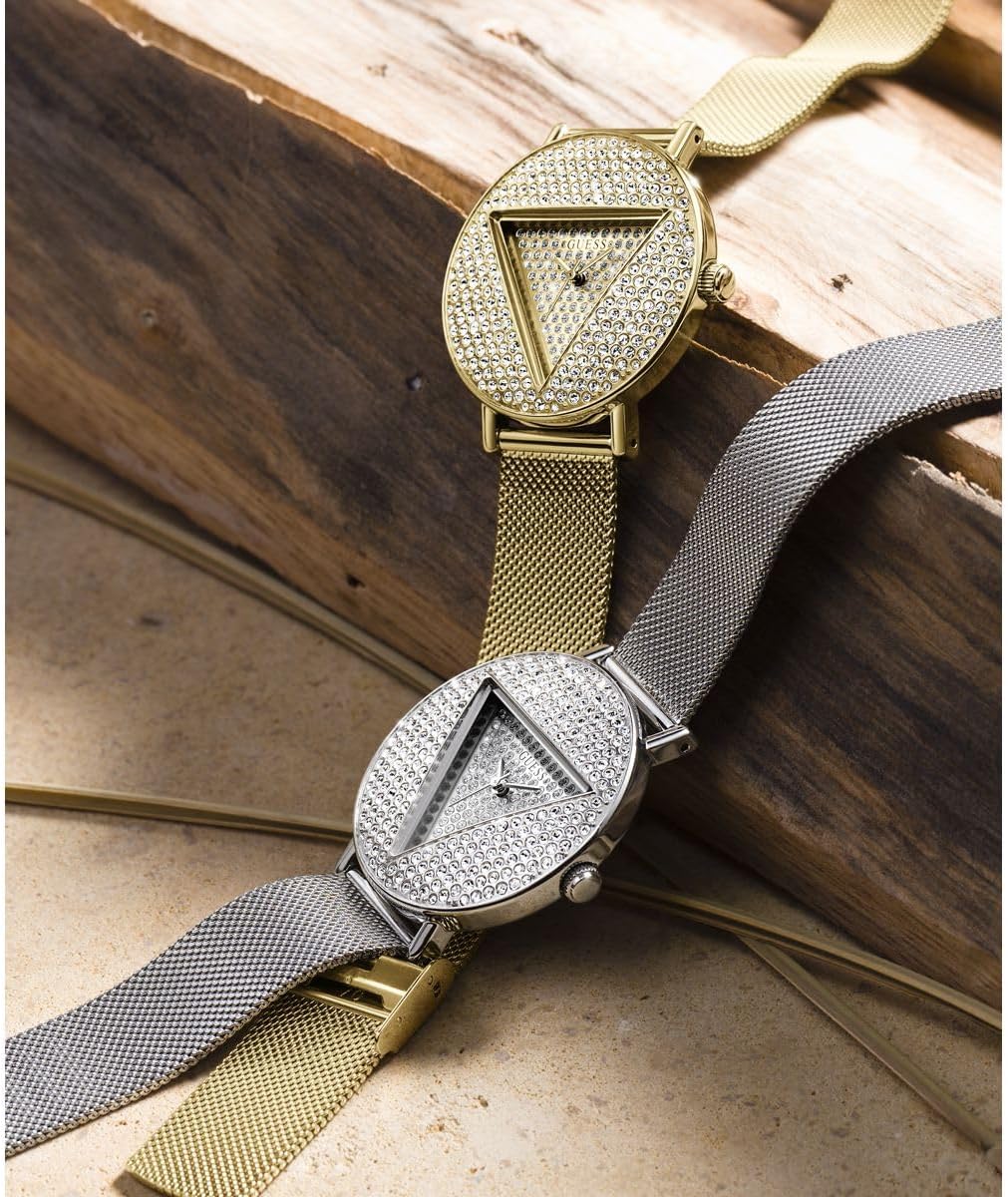GUESS Reloj analógico con logotipo plateado para mujer de EE. UU