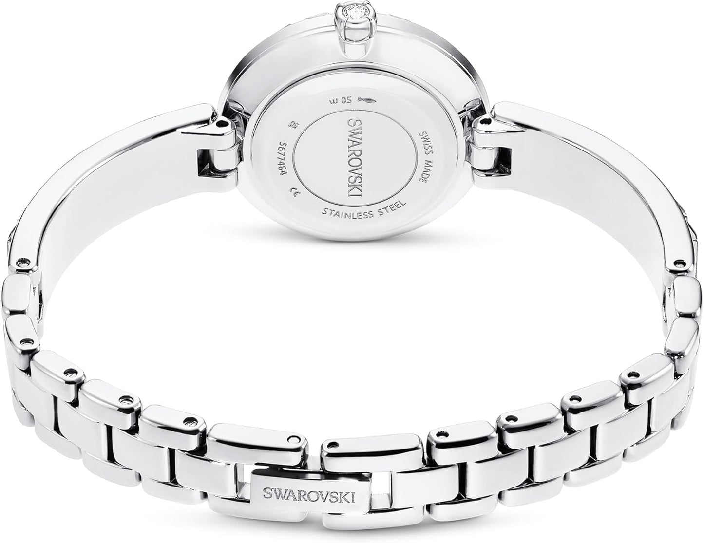 Swarovski Matrix - Reloj de pulsera con pulsera hecho en Suiza, pulsera de vidrio, gris, acabado en tono oro rosa, Gris, Gris, Armband