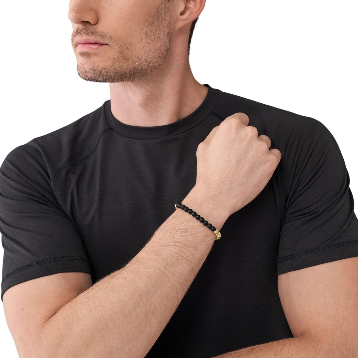 Armani Exchange Hombre Pulsera de piedras semipreciosas o acero inoxidable con cierre de mosquetón