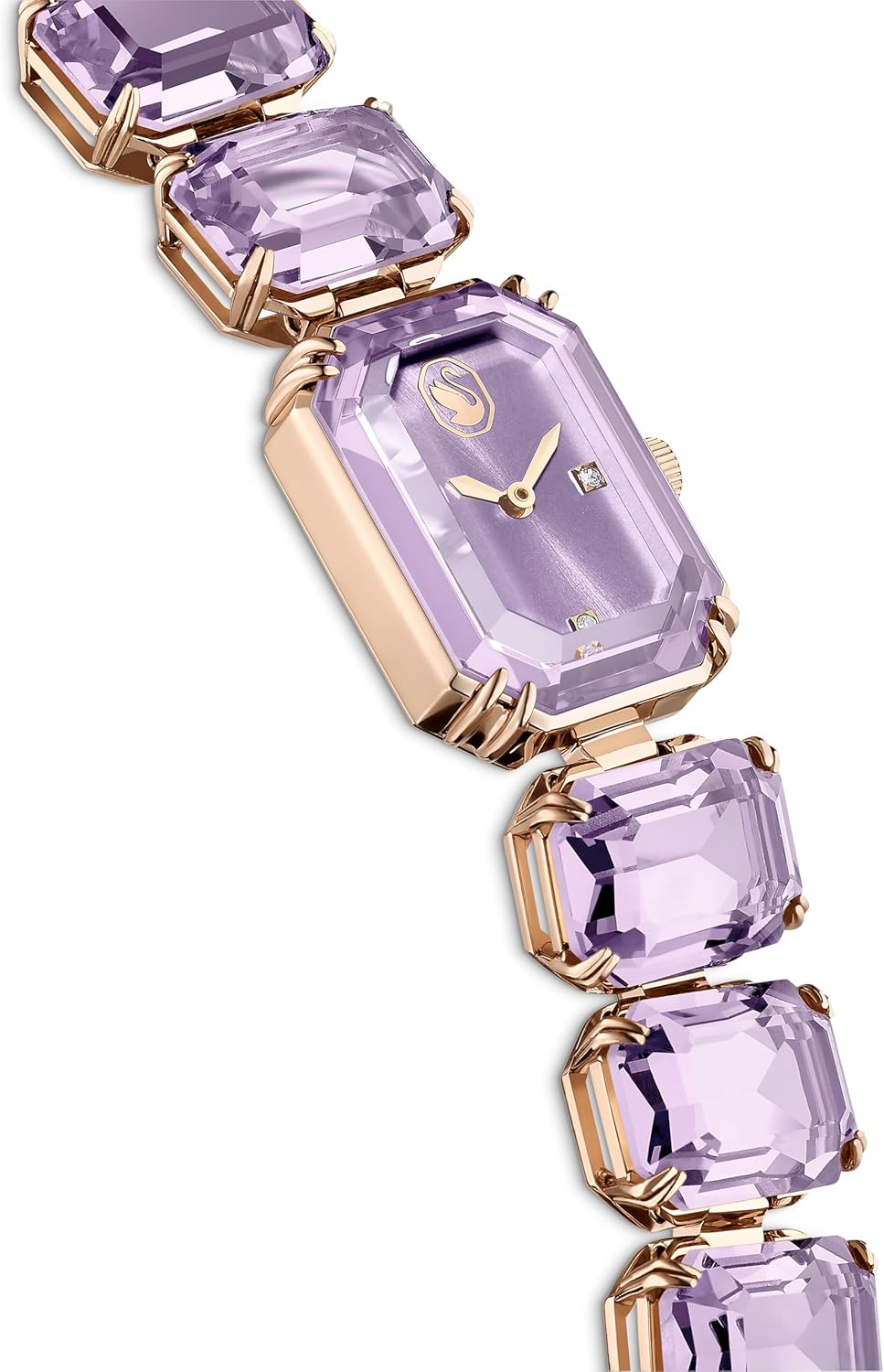 Swarovski Reloj, Pulsera de Talla Octogonal, Morado, Acabado Tono Oro champán