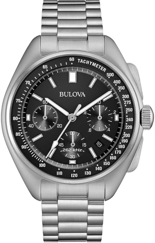 Bulova Piloto Lunar 96B258 - Reloj de Pulsera de diseño para Hombre - Función de cronógrafo - Acero Inoxidable - Esfera Negra