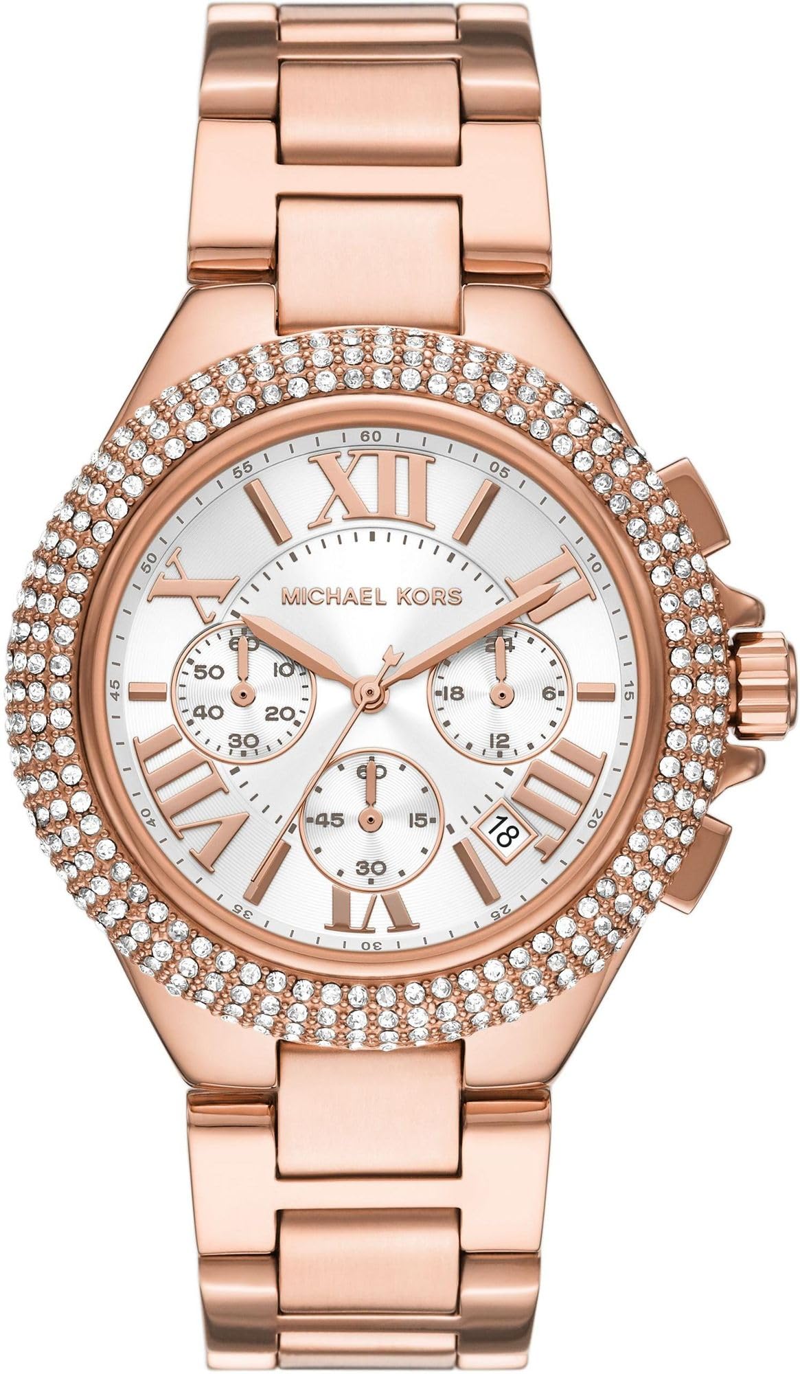 Michael Kors Reloj Camille para Mujer, Movimiento cronógrafo de Cuarzo de 43 mm con Correa de Acero Inoxidable