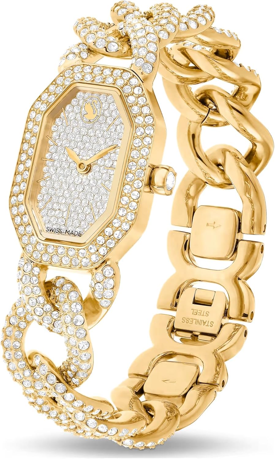 Swarovski Dextera Reloj de cadena hecho en Suiza, pulsera de cristal, tono dorado, acabado dorado 5668854, dorado, dorado, Lujoso