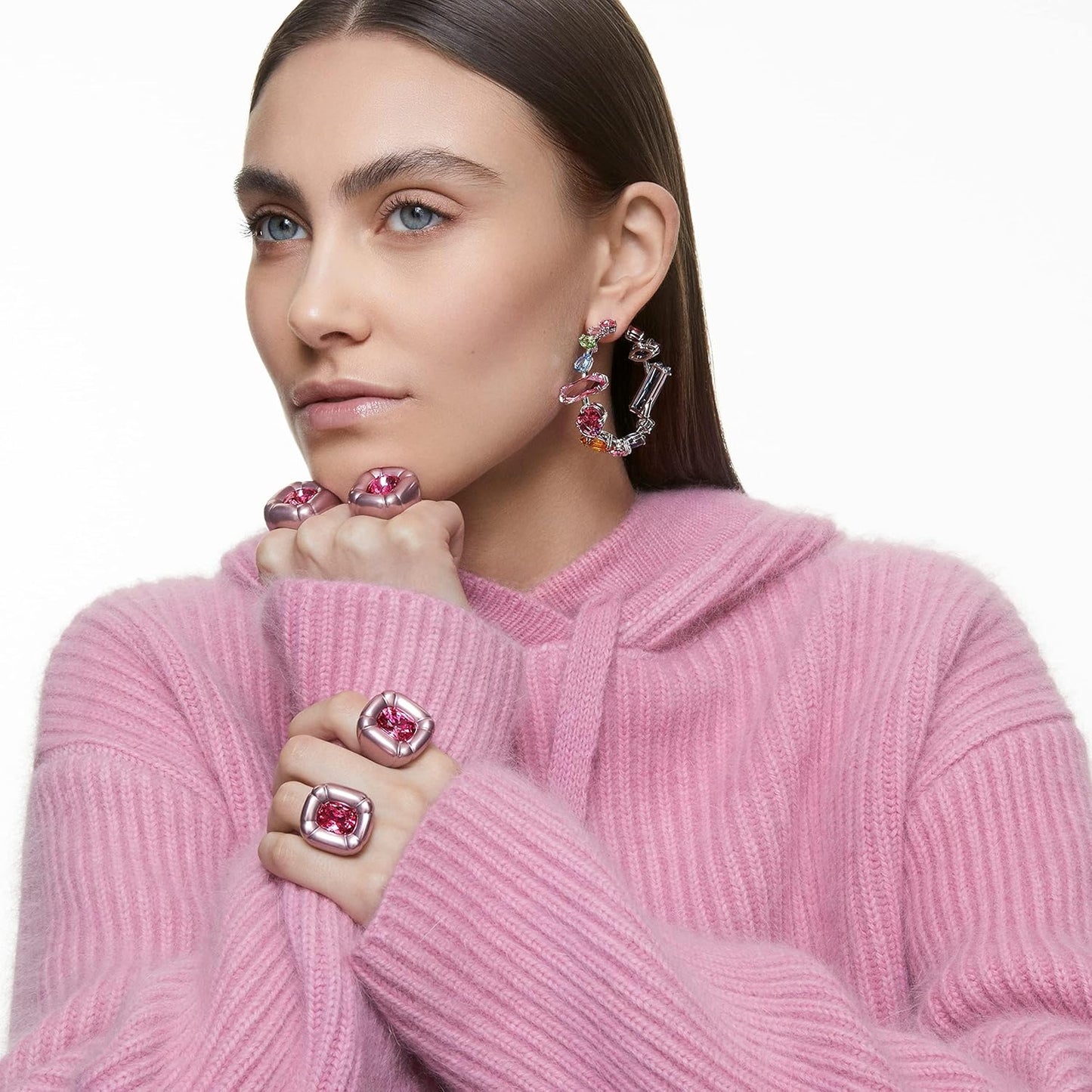 Swarovski Dulcis - Colección de joyas de anillos de cóctel, cristales rosas