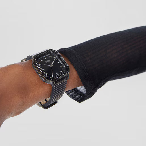 Tous, Reloj de mujer 200351060 IP negro con zirconitas Gleam Fresh