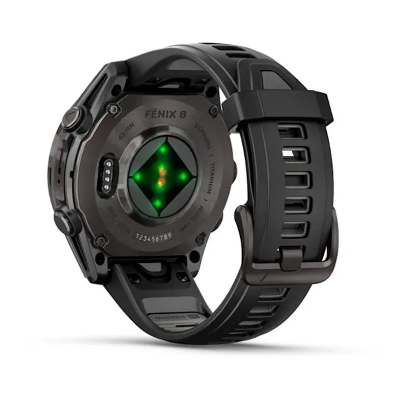 Garmin Reloj para hombre FENIX 8 43mm Zafiro Amoled Titanio con revestimiento de DLC con correa de silicona negra/gris ref: 010-02903-21