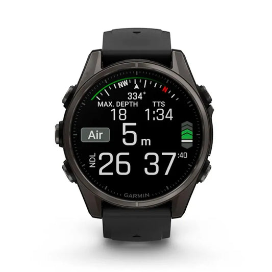 Garmin Reloj para hombre FENIX 8 43mm Zafiro Amoled Titanio con revestimiento de DLC con correa de silicona negra/gris ref: 010-02903-21