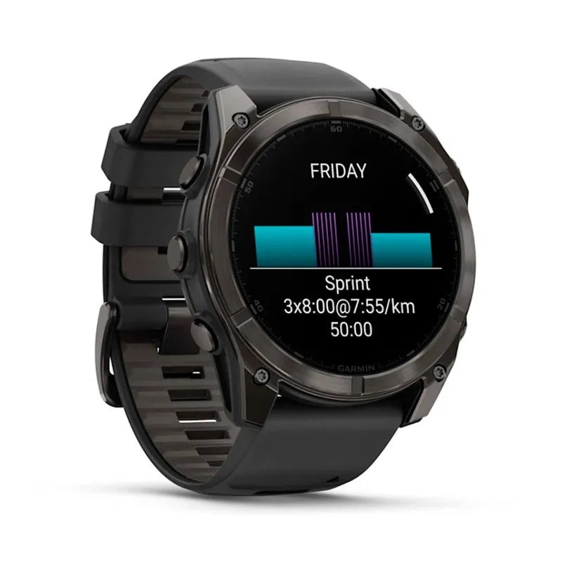Garmin Reloj para hombre FENIX 8 51mm Zafiro Amoled DLC de color gris carbón con correa de silicona negra ref: 010-02905-21