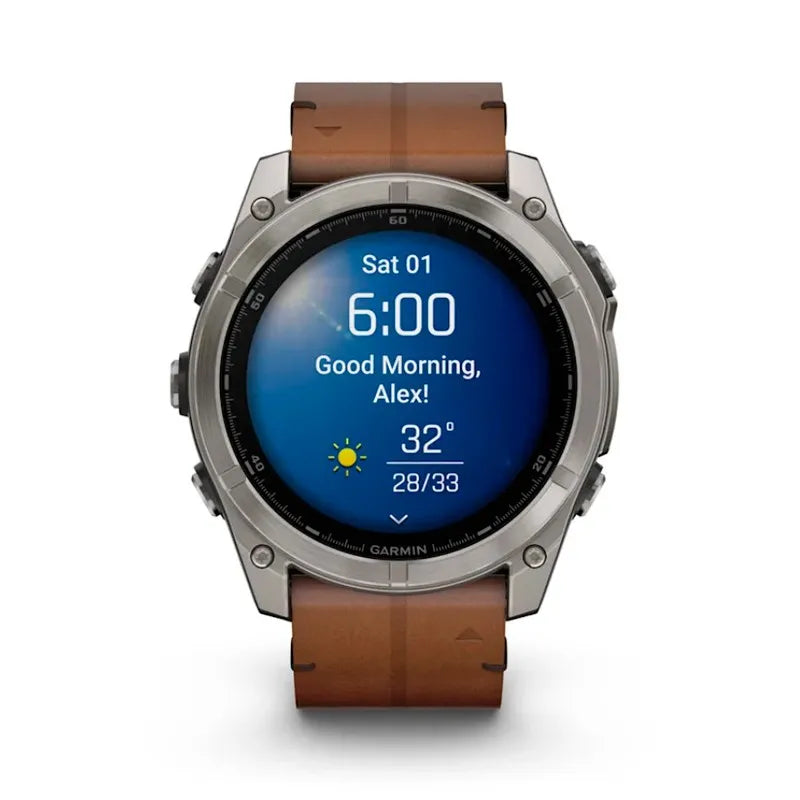 Garmin Reloj para hombre FENIX 8 51mm Premium Amoled Titanio con correa de cuero marrón ref: 010-02905-40 (copia)