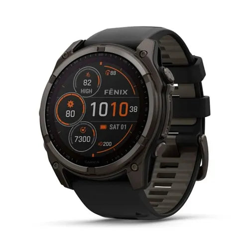 Garmin Reloj para hombre FENIX 8 51mm Zafiro Solar TFT Titanio con revestimiento de DLC con correa de silicona negra ref: 010-02907-11