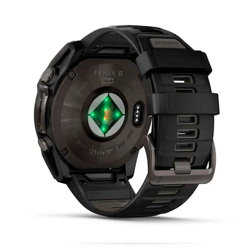 Garmin Reloj para hombre FENIX 8 51mm Zafiro Solar TFT Titanio con revestimiento de DLC con correa de silicona negra ref: 010-02907-11