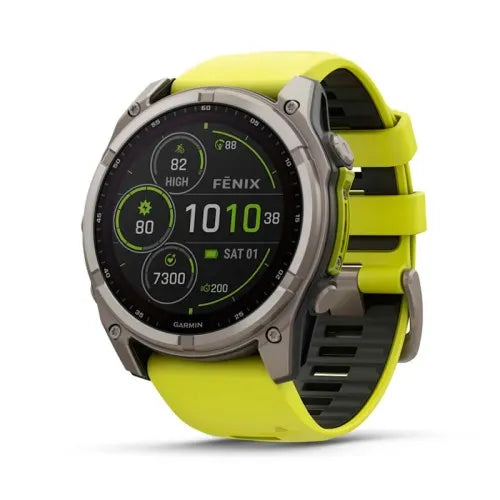 Garmin Reloj para hombre FENIX 8 51mm Zafiro Solar TFT Titanio con correa de silicona amarilla ref: 010-02907-21