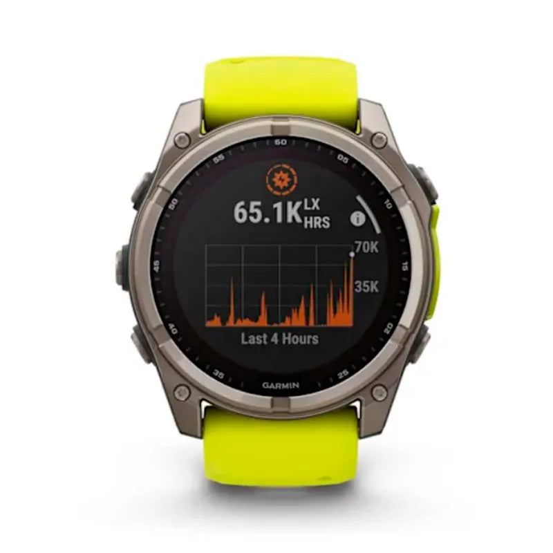 Garmin Reloj para hombre FENIX 8 51mm Zafiro Solar TFT Titanio con correa de silicona amarilla ref: 010-02907-21