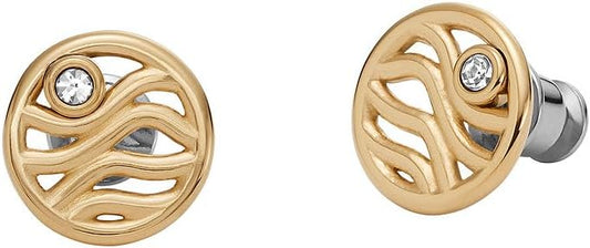 Skagen Pendientes de acero inoxidable o semipreciosos en tono dorado para mujer con cierre de poste