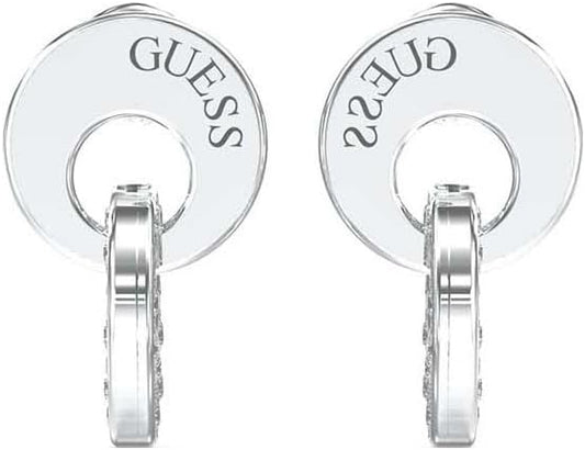 Guess Pendientes Blooming Summer Turquesa – Colgantes con Doble Eslabón Circular y Cristales Pavé Blancos