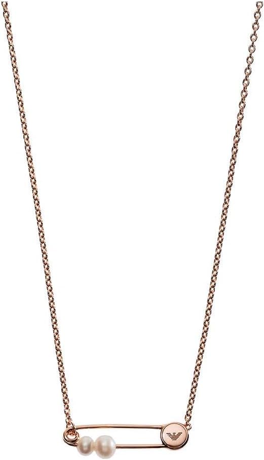Emporio Armani Collar para mujer de plata de ley en tono oro rosa, EG3537221