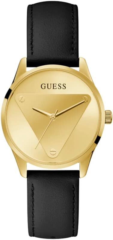 Guess Ladies 36mm Watch - Black Strap Champagne Dial Gold Tone Case