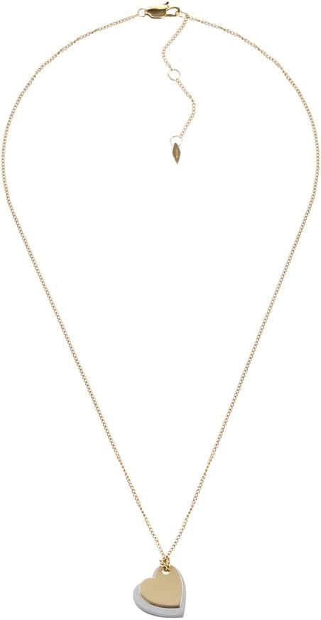 Fossil Collar de cadena con colgante de acero inoxidable grabado para mujer, talla única, acero inoxidable, sin piedras preciosas, talla única, Acero inoxidable, Sin piedras preciosas