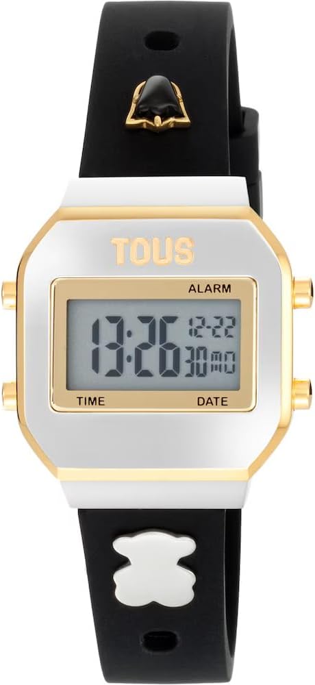 TOUS XPRESURSLF Digital Watch Silicone Strap with Case and Buckle Stainless Steel IPG