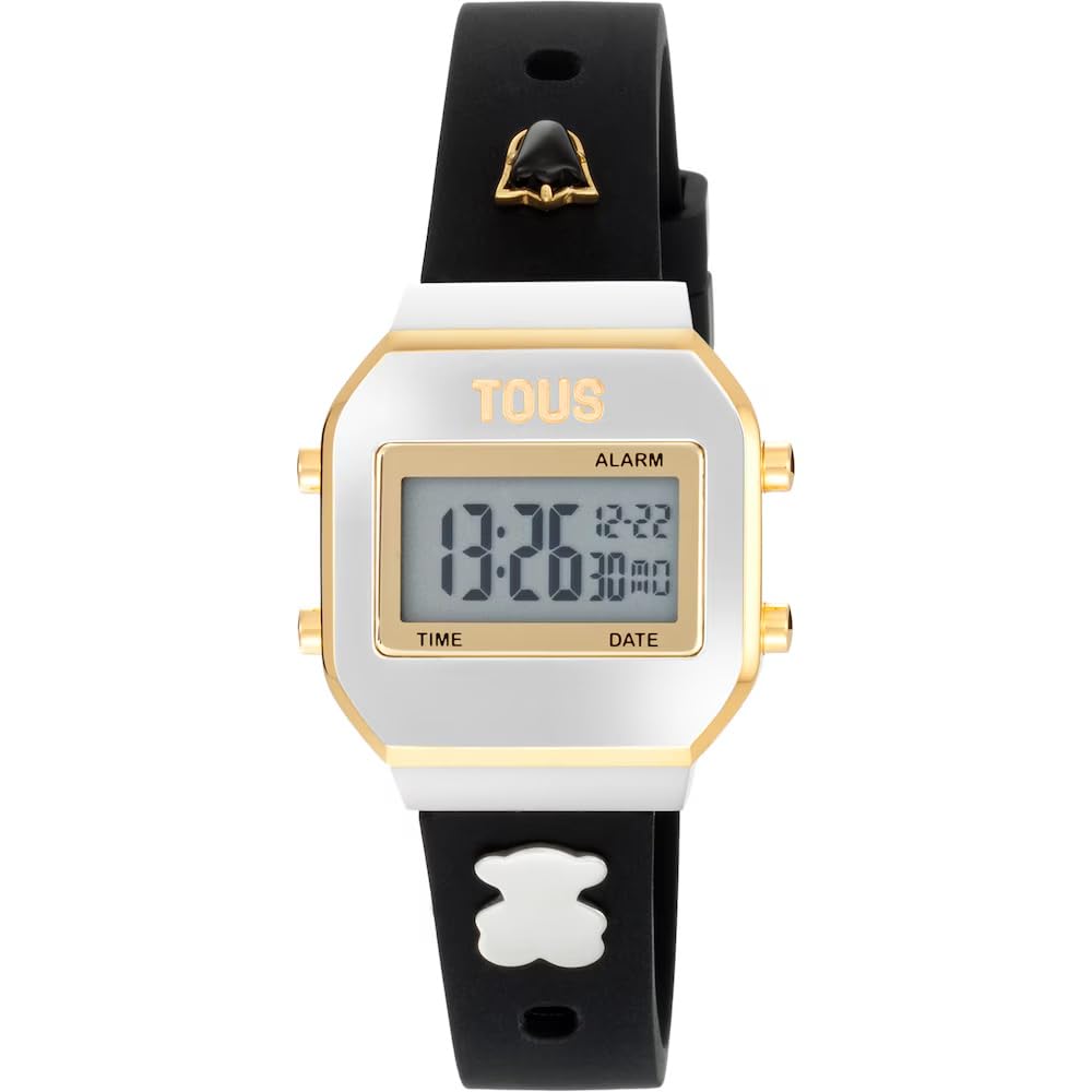 TOUS XPRESURSLF Digital Watch Silicone Strap with Case and Buckle Stainless Steel IPG