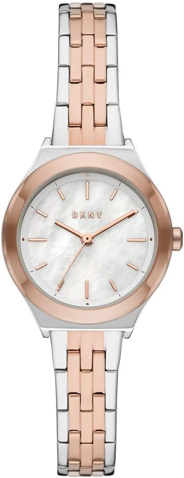 DKNY Parsons Reloj para Mujer, Movimiento de Cuarzo con Correa de Acero, Piel o Silicona