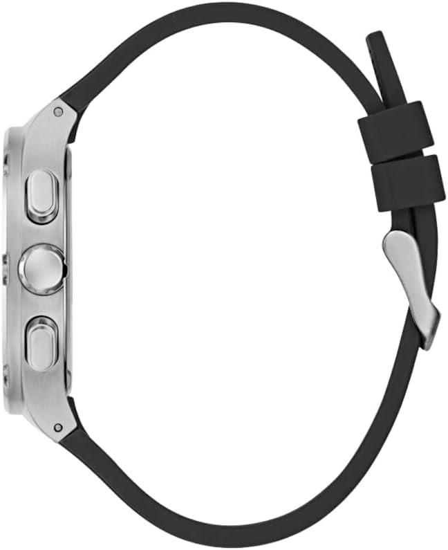 Guess Men's 42mm Watch - Black Strap Gunmetal Dial Silver Tone Case