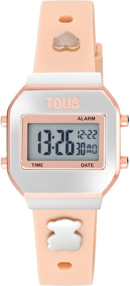 TOUS XPRESURSLF Digital Watch Silicone Strap with Case and Buckle Stainless Steel IPG