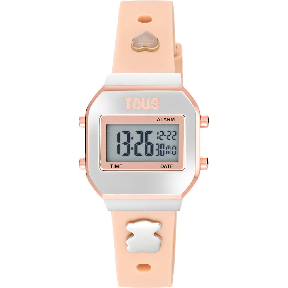 TOUS XPRESURSLF Digital Watch Silicone Strap with Case and Buckle Stainless Steel IPG