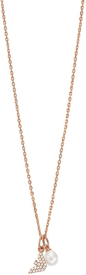 Emporio Armani Collar de mujer de plata de ley en tono oro rosa con cierre de langosta
