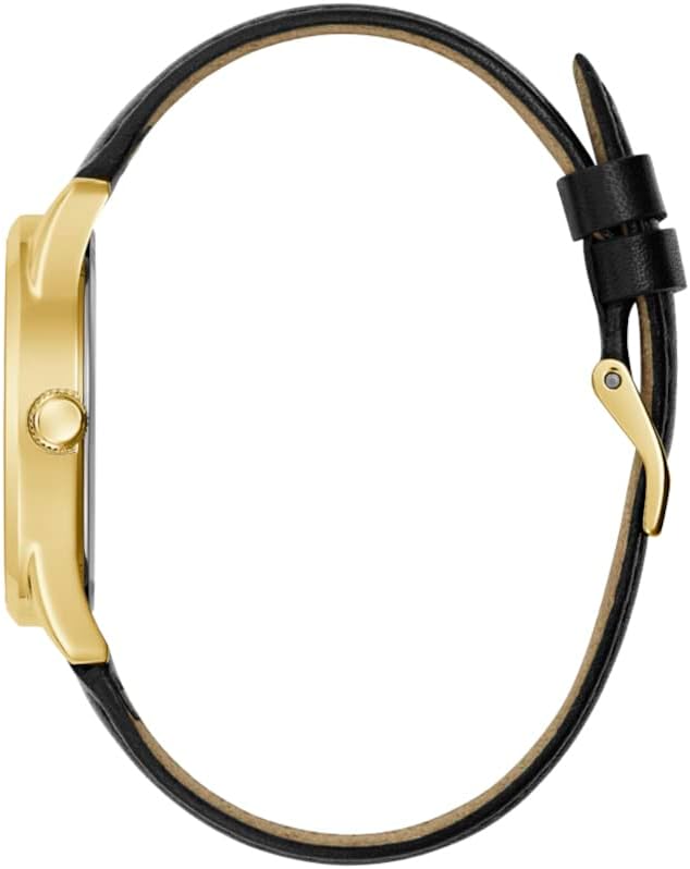Guess Ladies 36mm Watch - Black Strap Champagne Dial Gold Tone Case