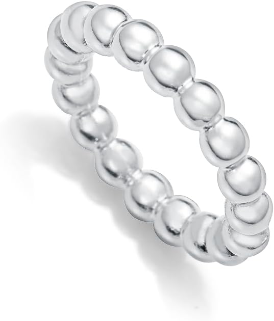 Viceroy Anillo Mujer 14319A01600 – Acero Chapado en Plata 999, Diseño de Bolas en Relieve, Talla 16, Colección Laura Escanes