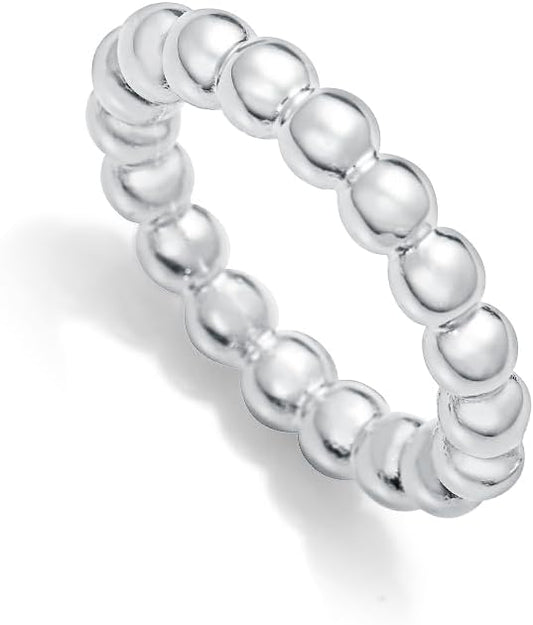 Viceroy Anillo Mujer 14319A01600 – Acero Chapado en Plata 999, Diseño de Bolas en Relieve, Talla 16, Colección Laura Escanes