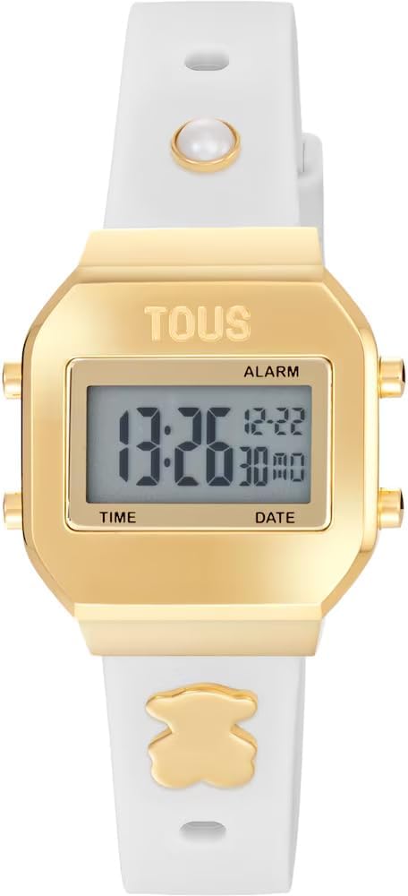 TOUS XPRESURSLF Digital Watch Silicone Strap with Case and Buckle Stainless Steel IPG