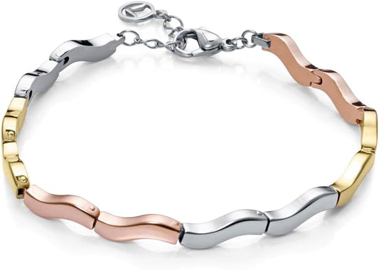 Viceroy Fashion Pulsera Mujer 75364P01019 - Tres Tonos Acero/Dorado/Rosa, Chic