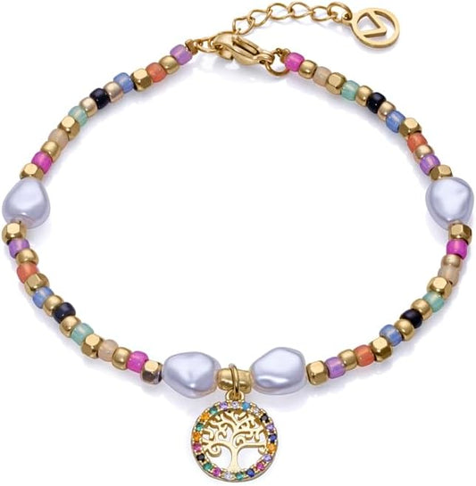 Viceroy - 14091P01019 - Pulsera Fashion de acero e ip dorado con cristales y perlas sinteticas para mujer - 14091P01019