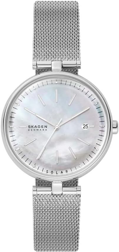 Skagen Karolina Reloj para Mujer, Movimiento de Cuarzo con Correa de Acero o Piel