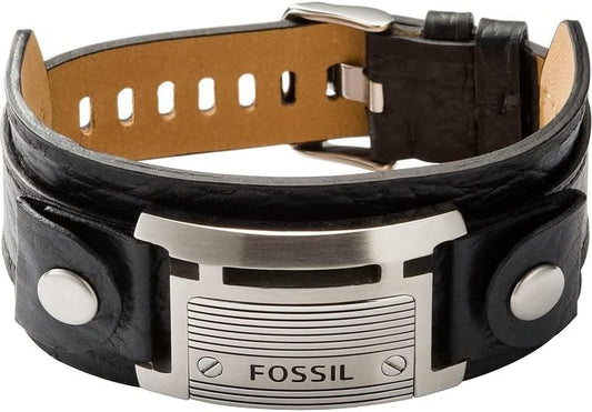 FOSSIL Textura Casual Pulsera de Piel o Acero para Hombre con Imán, Cierre Desplegable o Hebilla