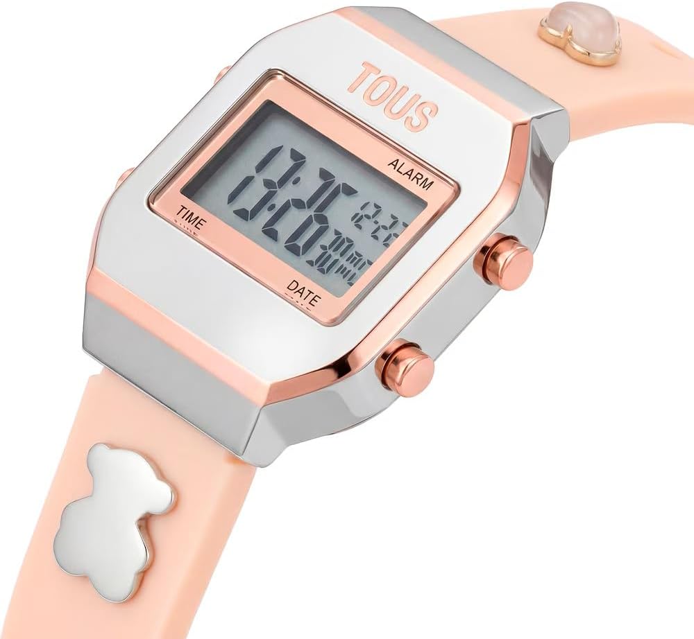 TOUS XPRESURSLF Digital Watch Silicone Strap with Case and Buckle Stainless Steel IPG