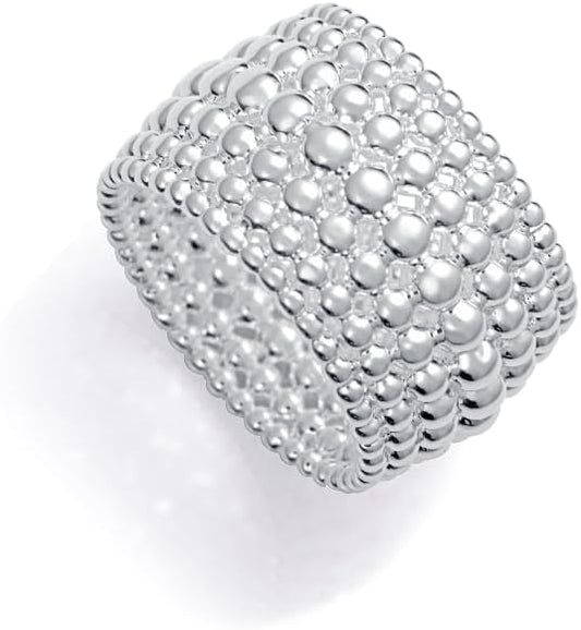 Viceroy Anillo Mujer 14317A01600 – Acero Chapado en Plata 999, Diseño de Bolas, Talla 16, Colección Laura Escanes
