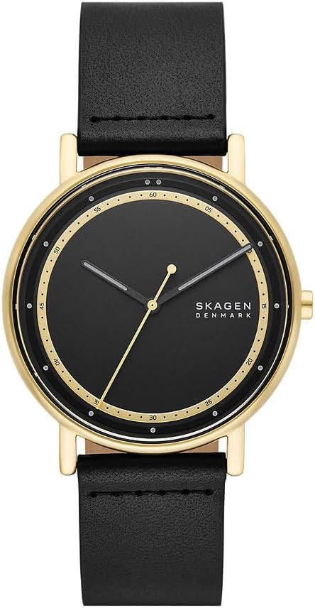 Skagen Signatur Reloj para Hombre, Movimiento de Cuarzo a Tres Agujas con Correa de Piel