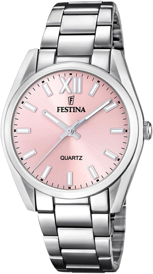 Festina Reloj Mujer F20622 Boyfriend Caja de Acero Inoxidable 316l Plateado Correa de Acero Inoxidable 316l Plateado