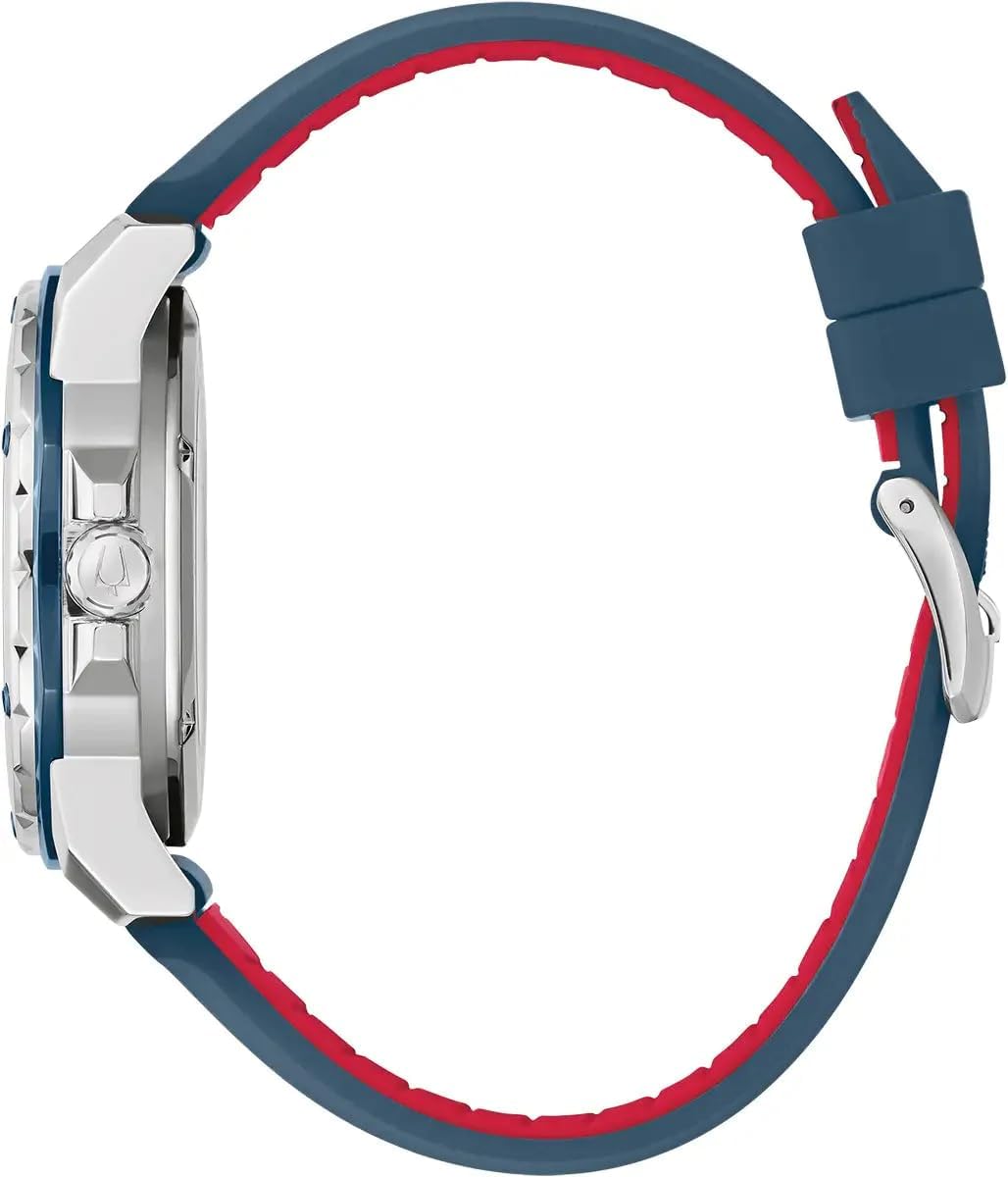 Bulova Reloj mecánico analógico para Hombre con Correa de Goma 98A282, Azul, Pulsera