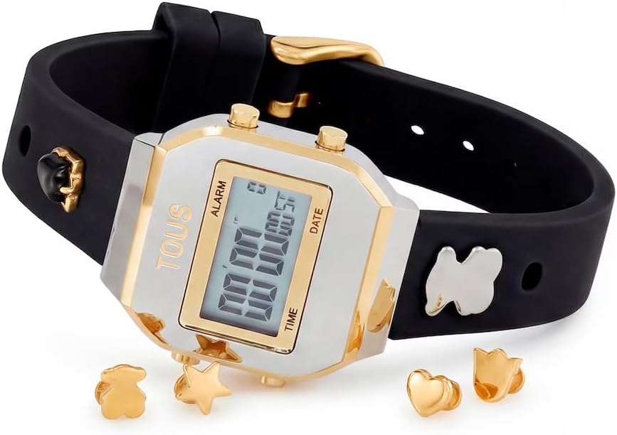 TOUS XPRESURSLF Digital Watch Silicone Strap with Case and Buckle Stainless Steel IPG