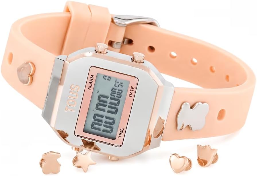 TOUS XPRESURSLF Digital Watch Silicone Strap with Case and Buckle Stainless Steel IPG